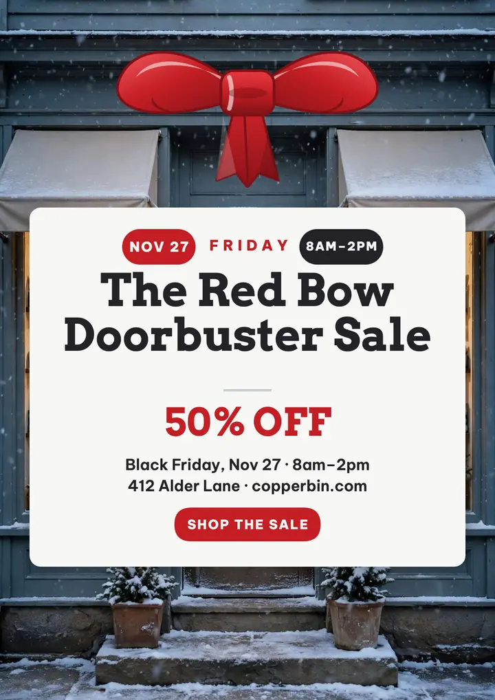 Copperbin Red Bow Doorbuster flyer template