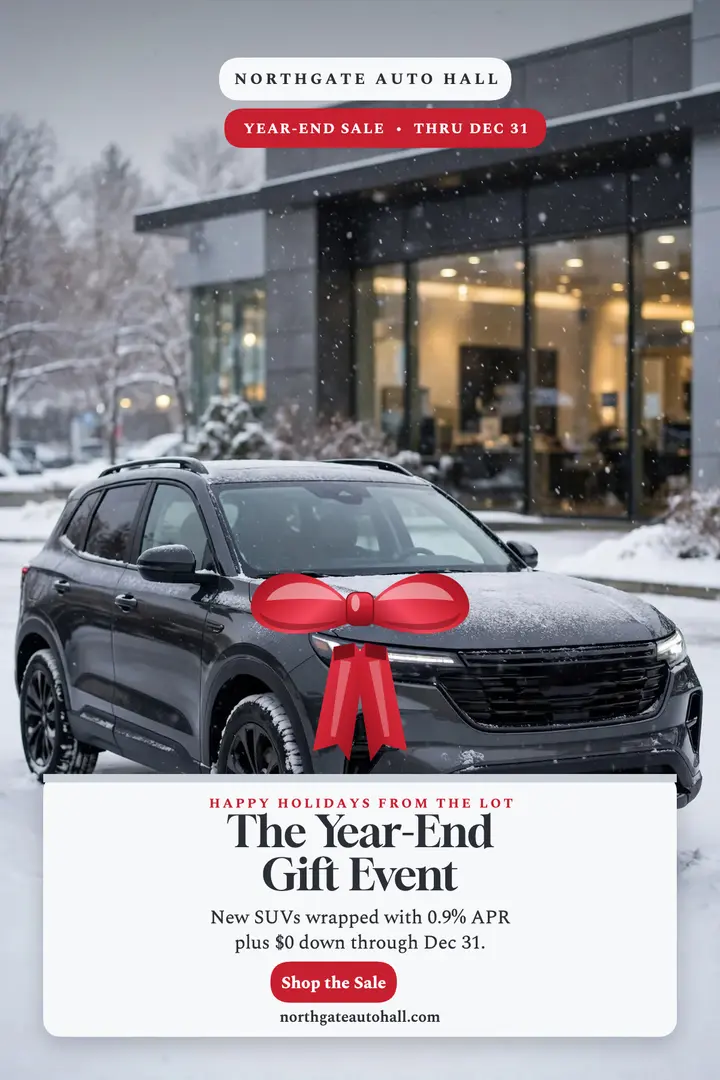 Northgate year-end gift event poster: holiday car sale poster template
