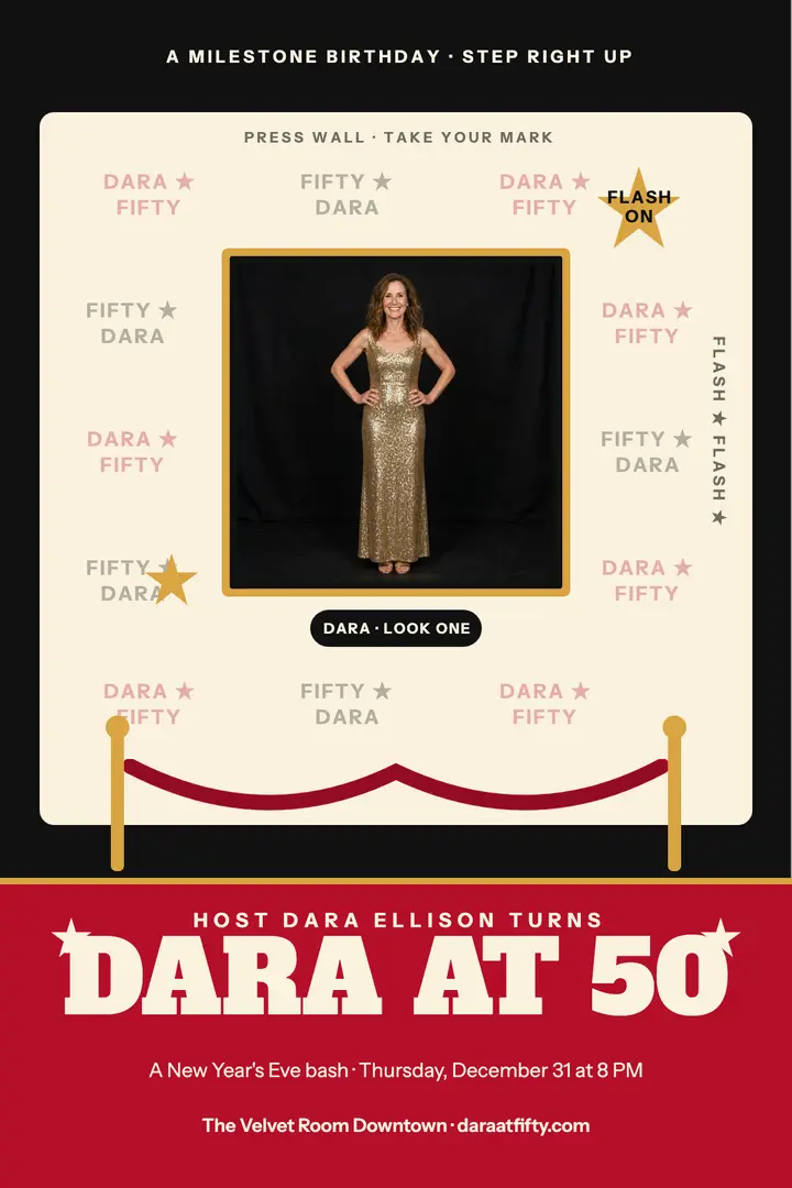 Dara at 50 red carpet poster: 50th birthday poster template