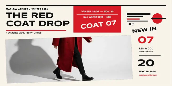 Marlow Atelier red coat drop post template