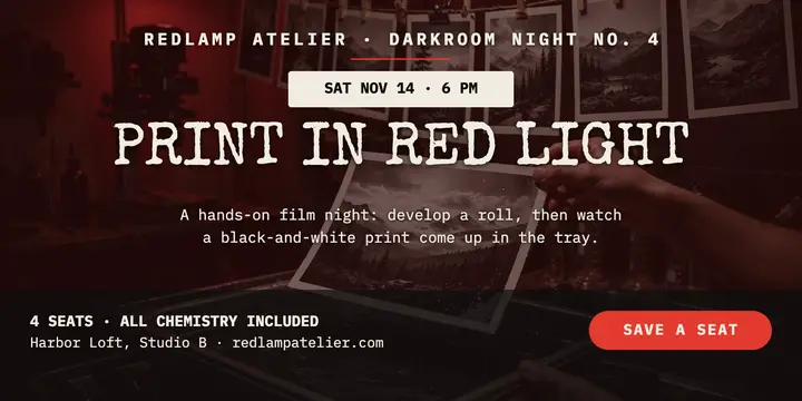 Redlamp Atelier red darkroom workshop post template