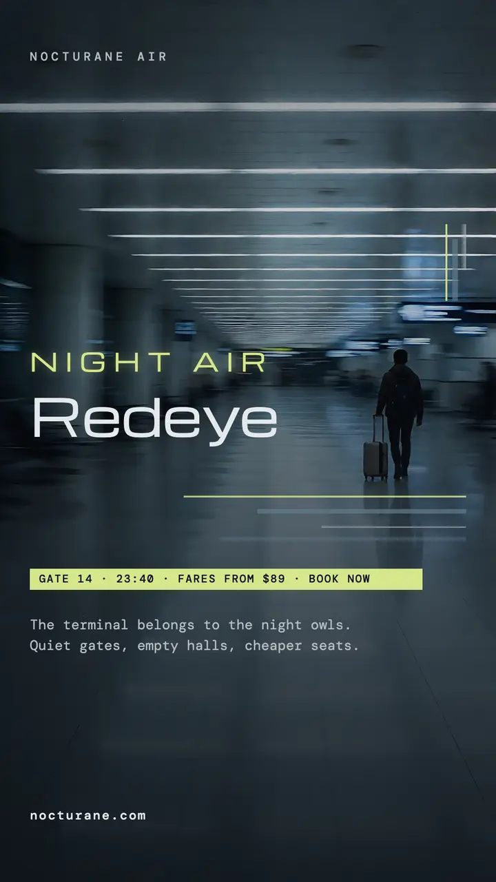Nocturane Air red-eye flight sale story template