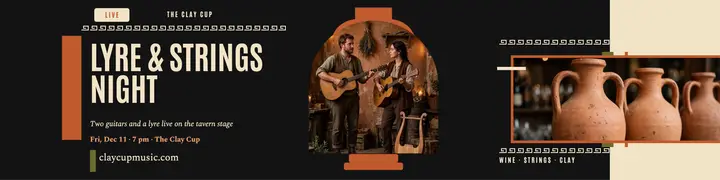 Clay Cup strings night banner: acoustic gig banner template