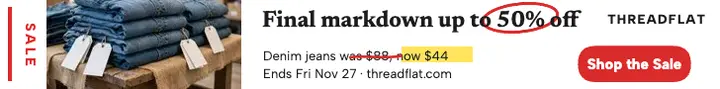 Threadflat final markdown clearance leaderboard ad template
