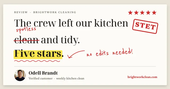 Brightwork cleaning red-pen review post template