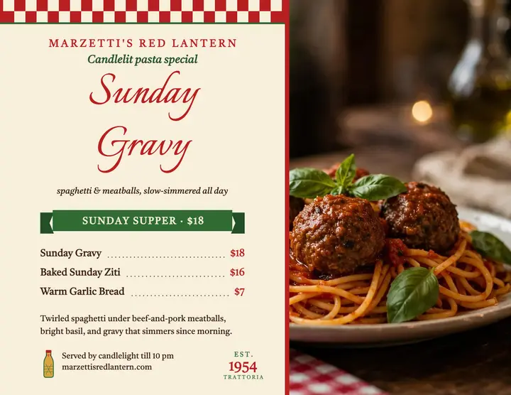 Marzetti's Sunday Gravy flyer template