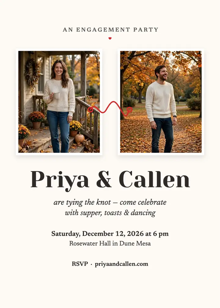 Priya and Callen red thread invitation template