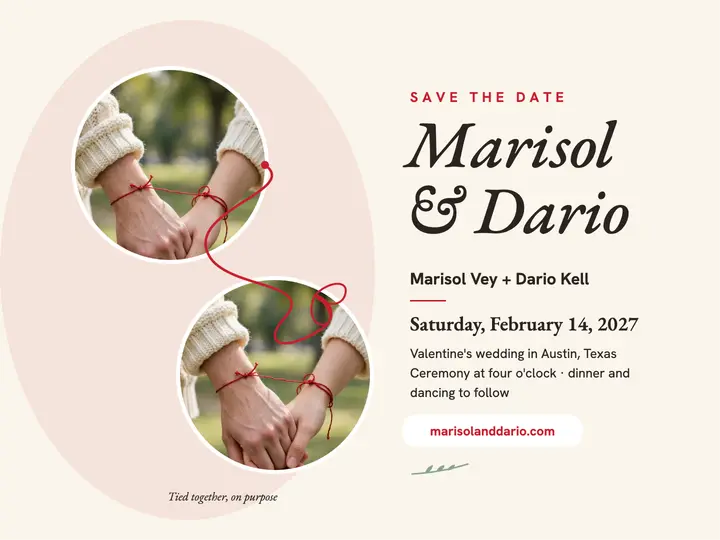 Marisol and Dario red thread save the date template