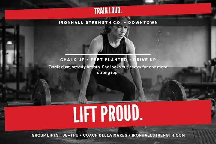 Ironhall lift proud gym postcard template