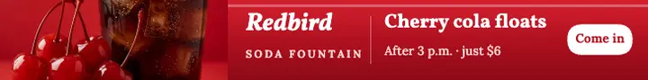 Redbird cherry cola float leaderboard ad, cherry gloss template