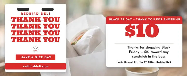 Redbird Deli Black Friday thank-you voucher template