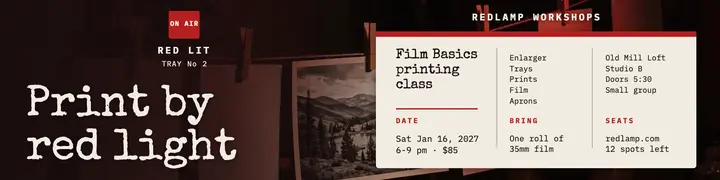 Redlamp darkroom printing workshop banner template