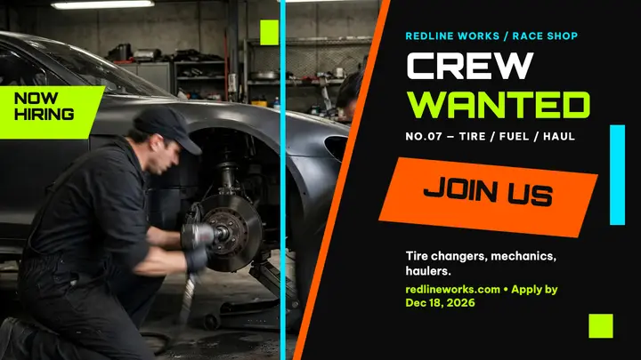 Redline Works race crew hiring thumbnail template