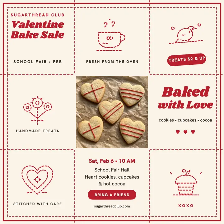 Sugarthread Valentine bake sale post template
