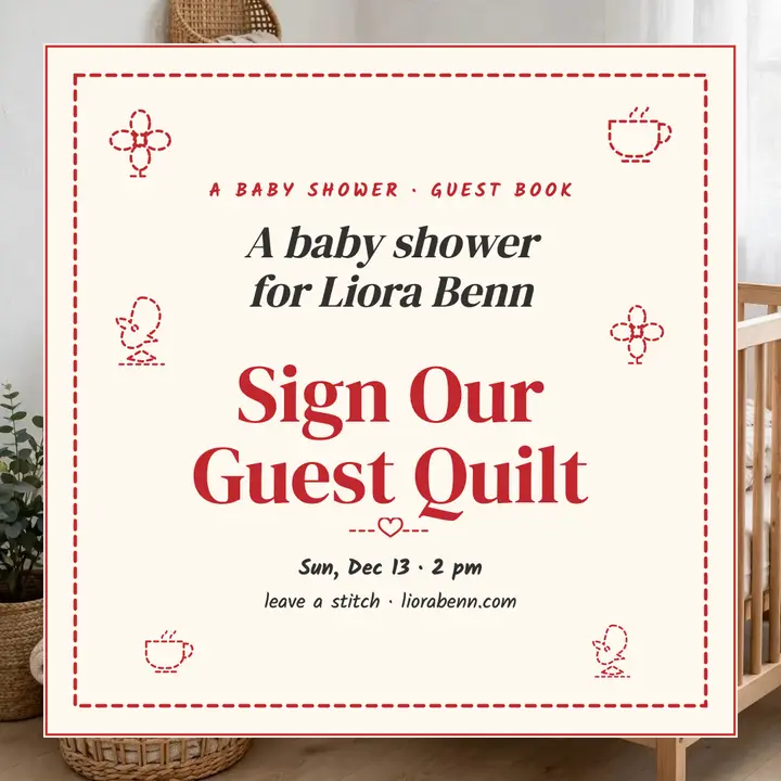 Liora's redwork shower guest quilt post template