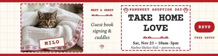 Pawsweet kitten adoption day redwork billboard template