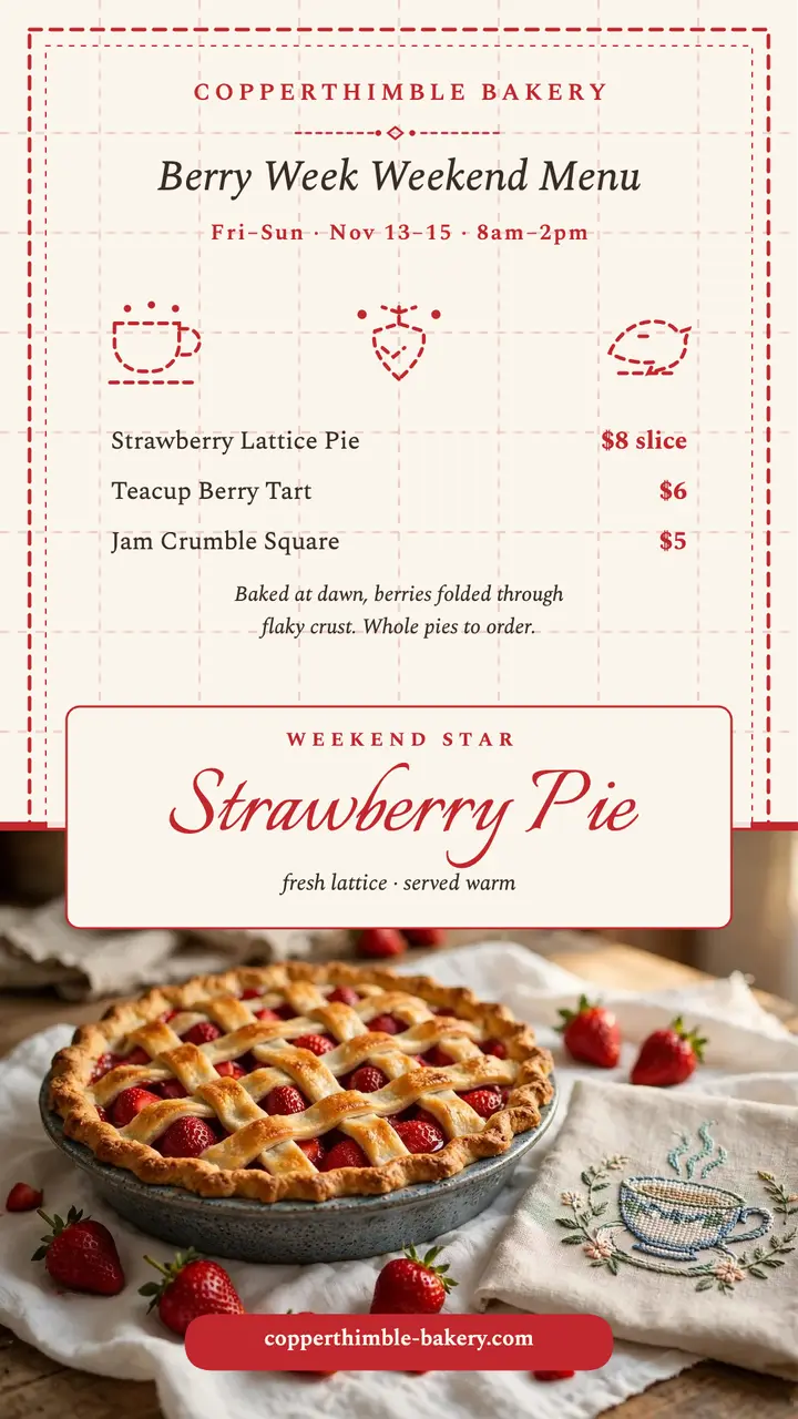 Copperthimble strawberry pie weekend story template