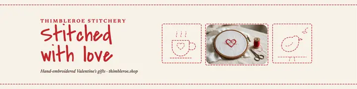 Thimbleroe Stitchery Valentine's shop banner template