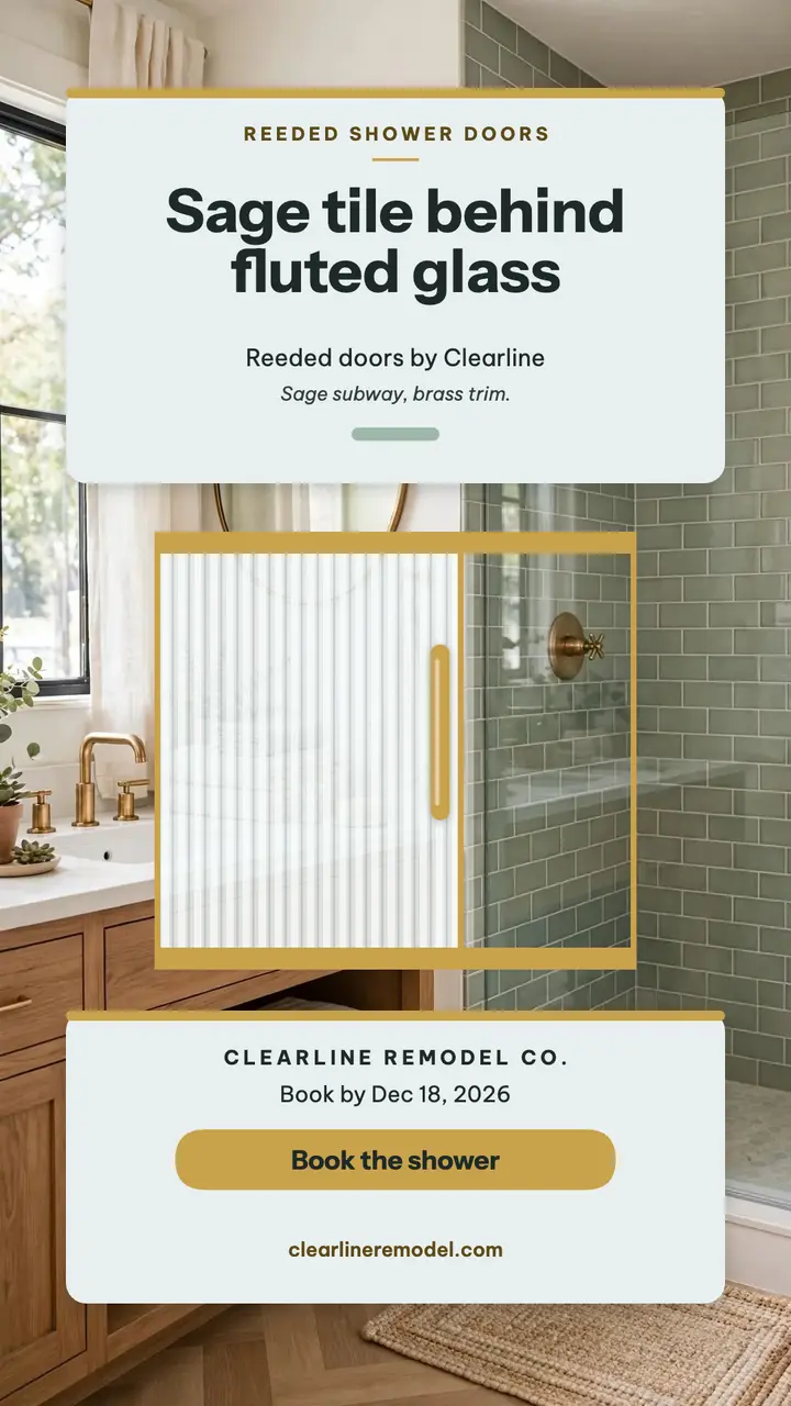 Clearline reeded shower door remodel story template