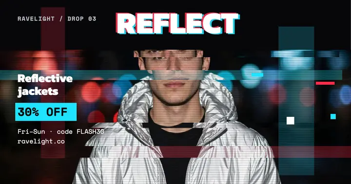Ravelight reflective jacket sale post template