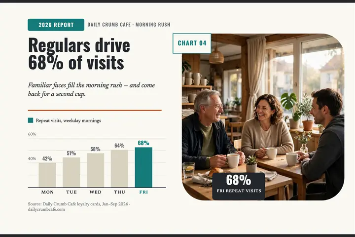 Daily Crumb Cafe regulars report postcard: cafe report postcard template