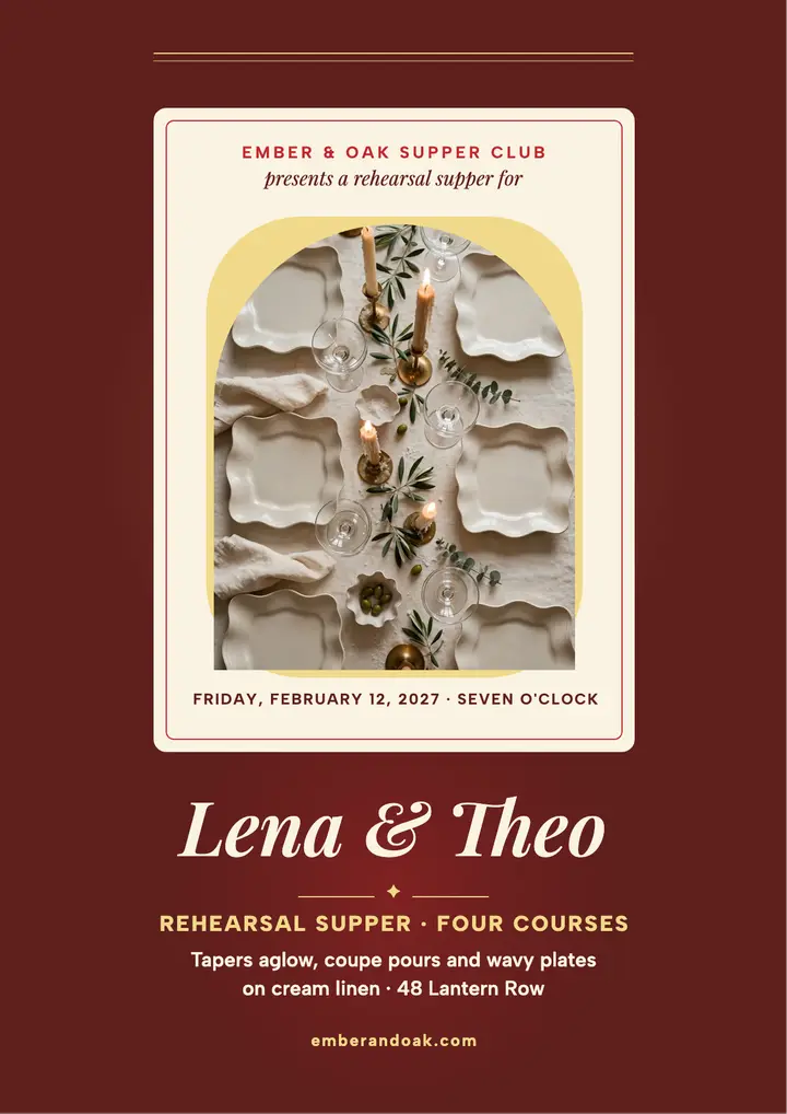 Lena and Theo rehearsal supper flyer template