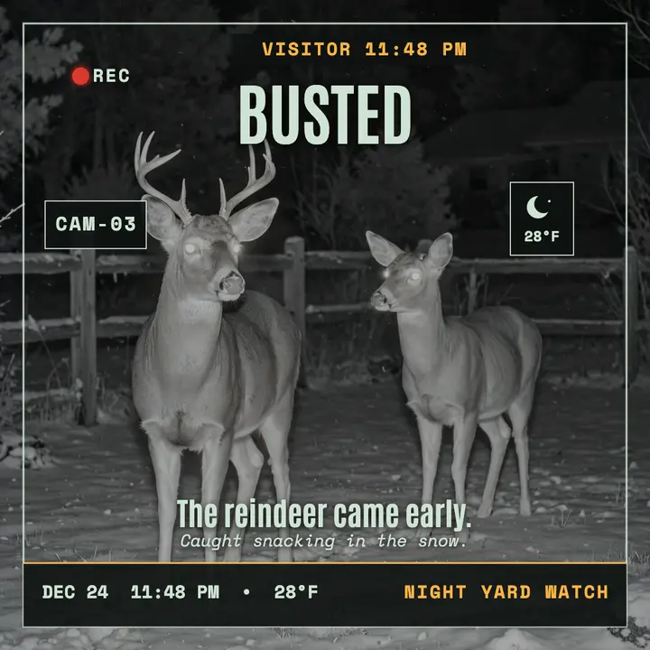 Night Yard Watch reindeer trail cam post template