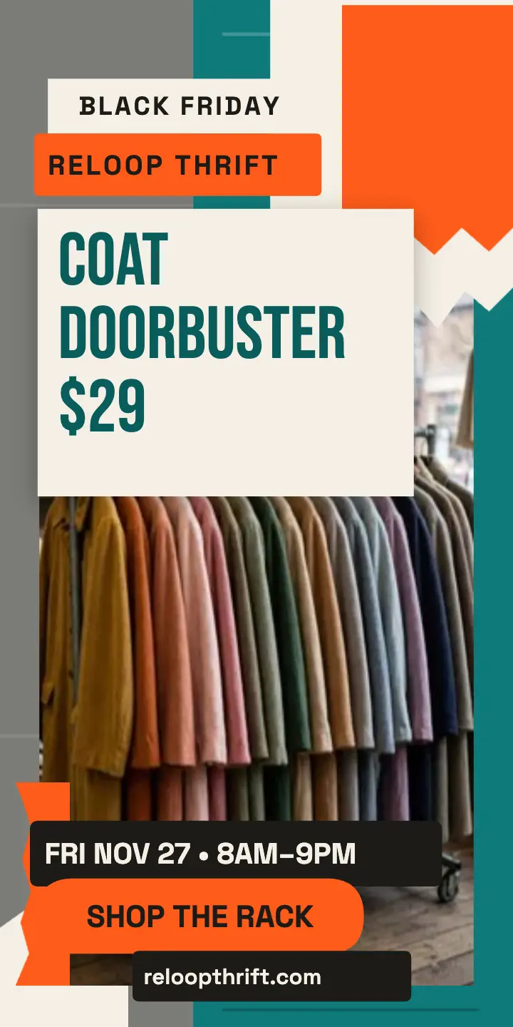 Reloop Thrift Black Friday coats ad template