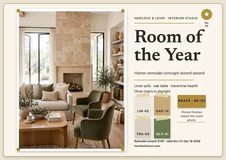 Hemlock and Loom remodel board award template