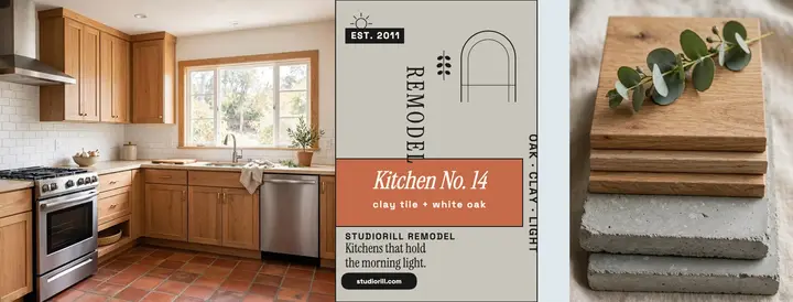 Studiorill kitchen remodel collage cover template