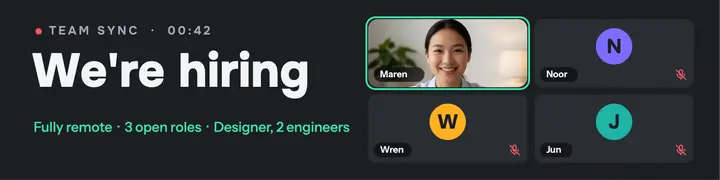 Remote team hiring video call banner template