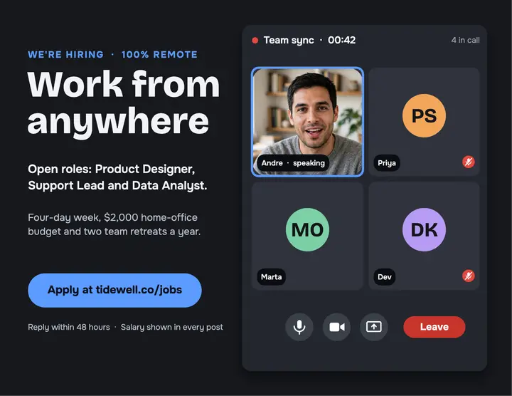 Tidewell remote team hiring flyer: remote hiring flyer template