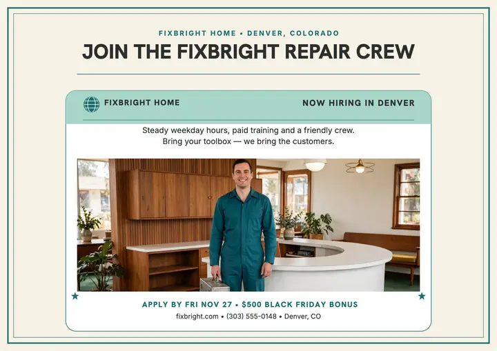 Fixbright repair crew hiring flyer template