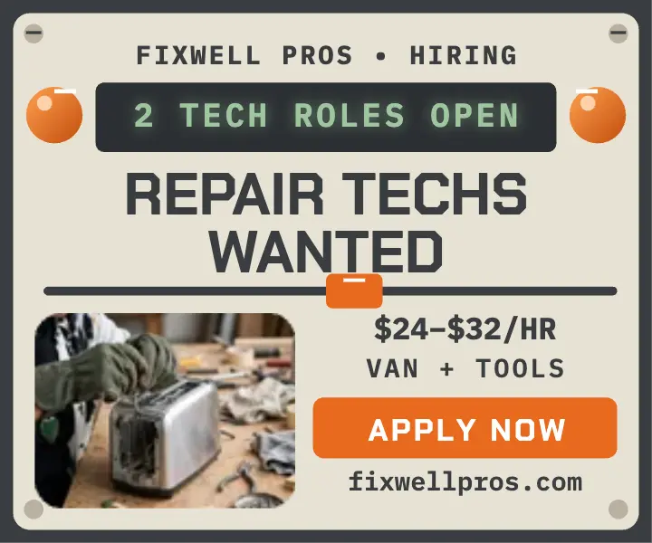 Fixwell Pros repair techs hiring ad template