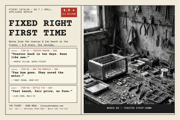 Fixery repair shop reviews postcard: repair shop reviews postcard template