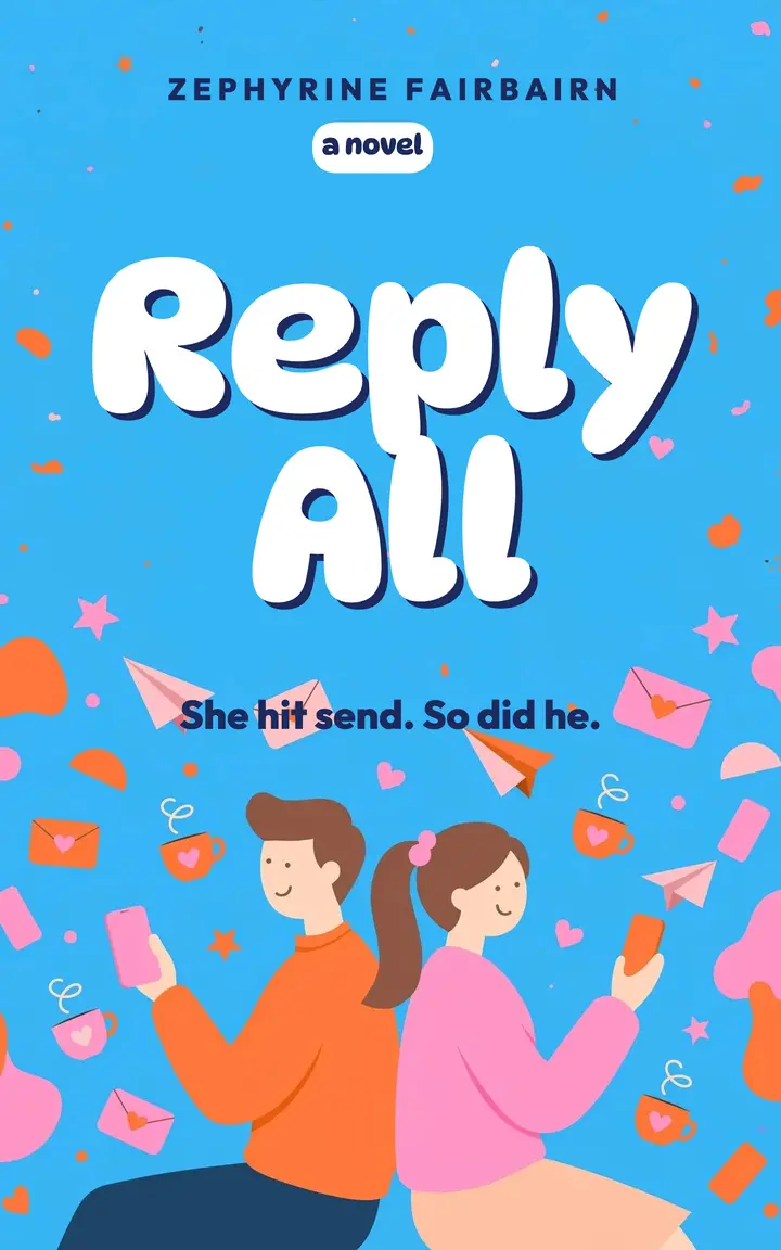 Reply All ebook cover, rom-com illustrated: romantic comedy ebook cover template