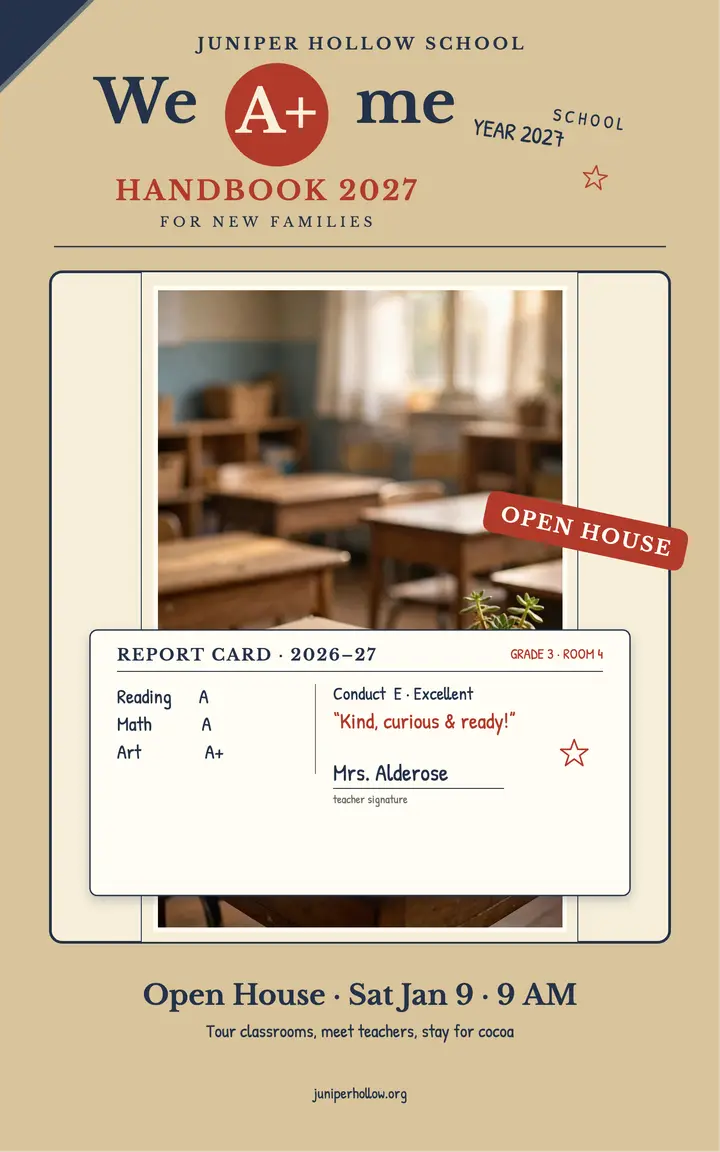 Juniper Hollow welcome handbook report card cover template