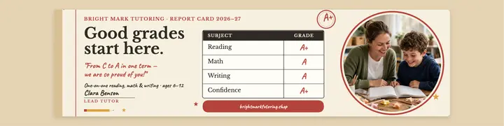Bright Mark Tutoring report card banner template
