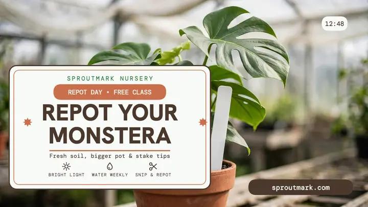 Sproutmark Nursery repot day thumbnail template