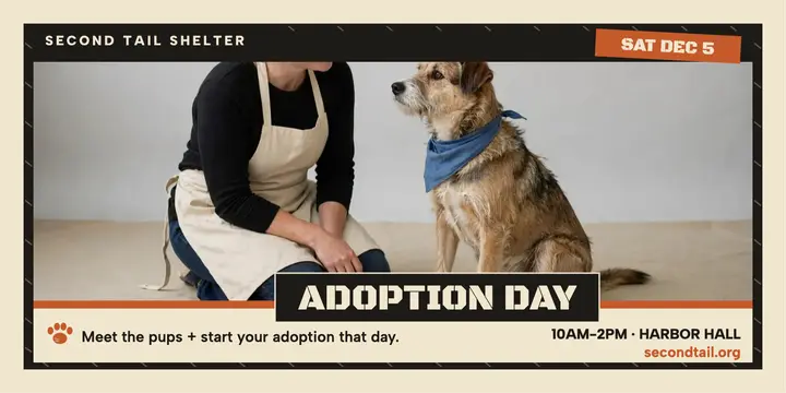 Second Tail adoption day linocut post template