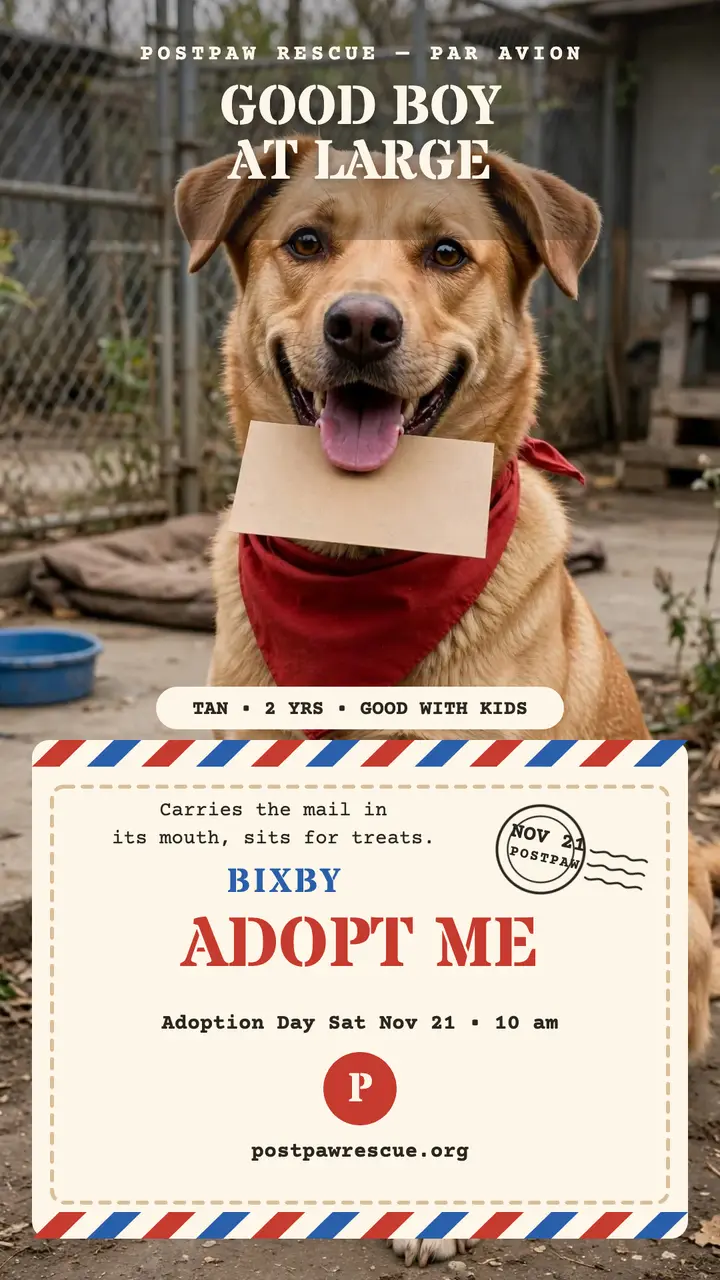 Postpaw Rescue adoption day airmail story template