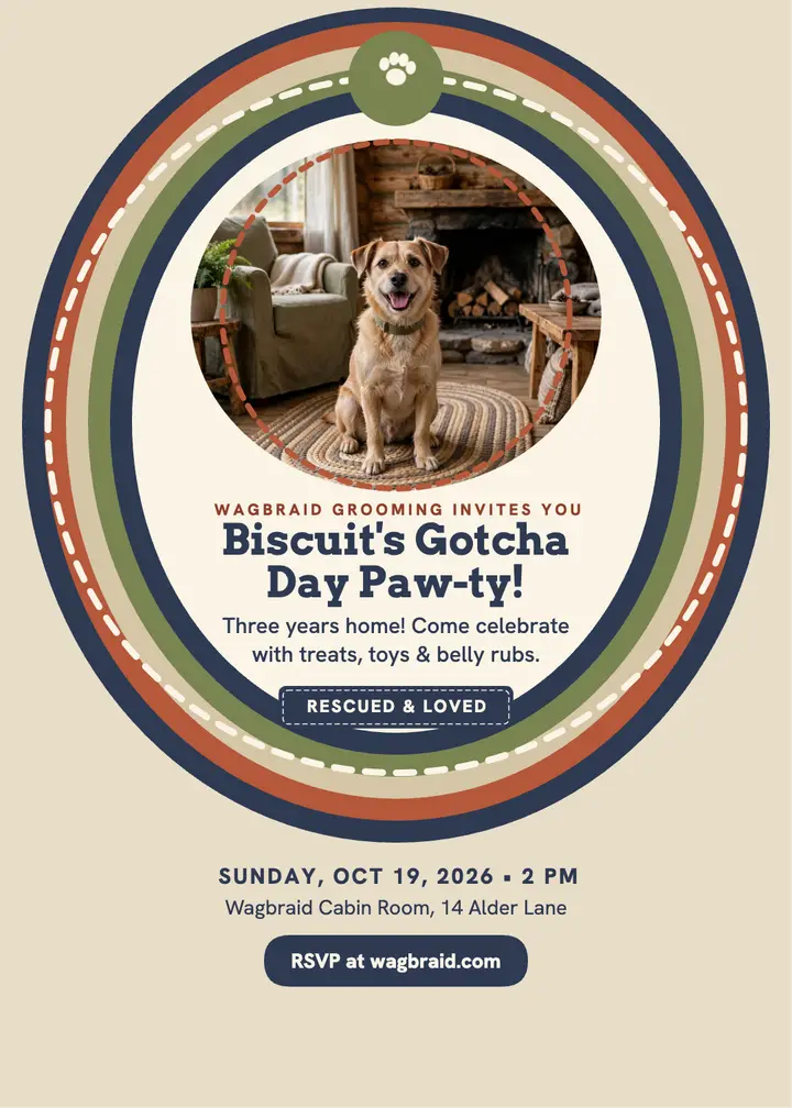 Biscuit gotcha day rug invite template