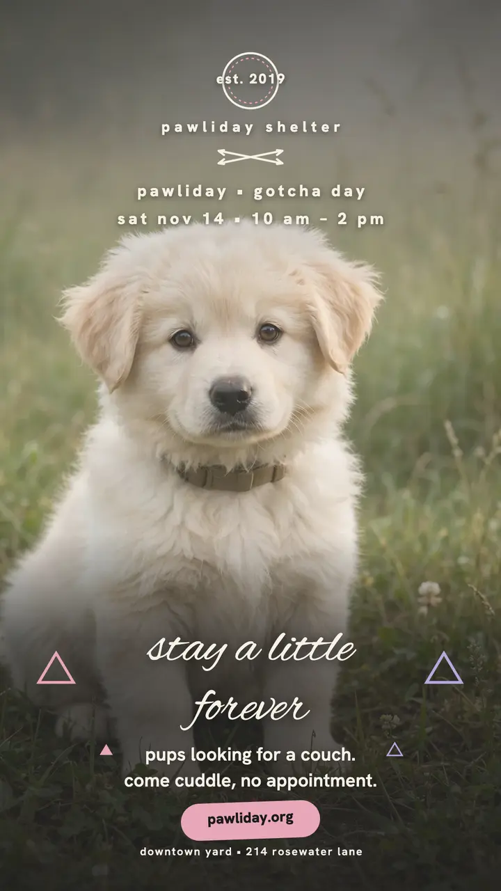 Pawliday puppy gotcha day hipster story template