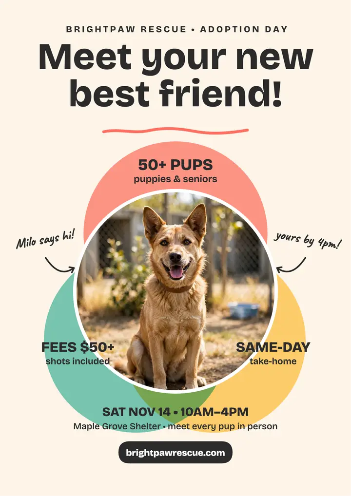 Brightpaw rescue adoption day Venn flyer template