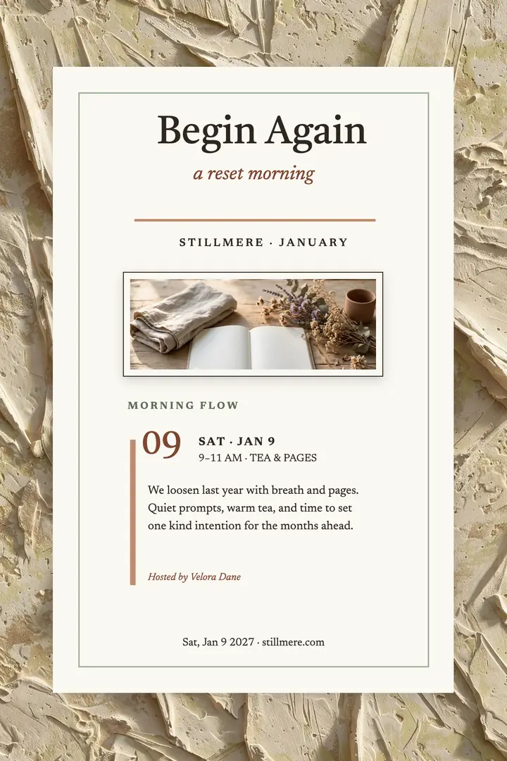 Stillmere Reset Morning journaling poster template