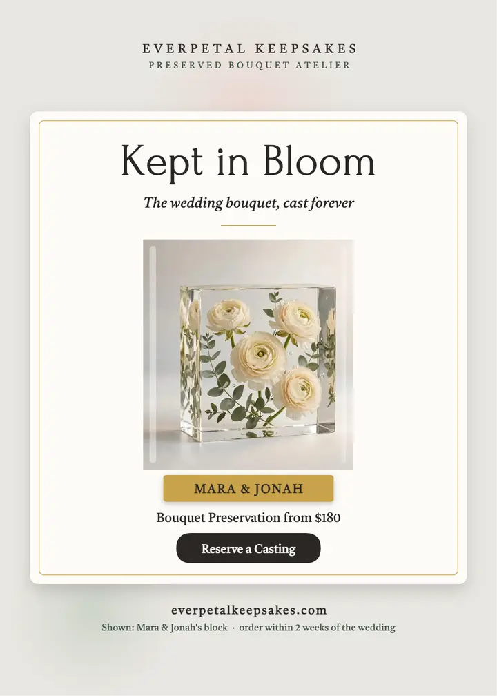 Everpetal resin bouquet keepsake invite: bouquet keepsake invitation template