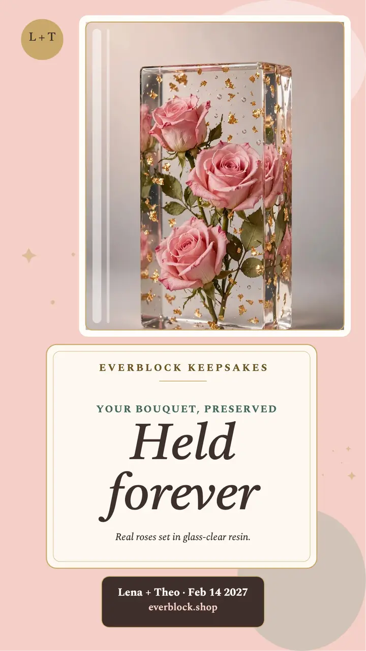 Everblock resin bouquet keepsake story template