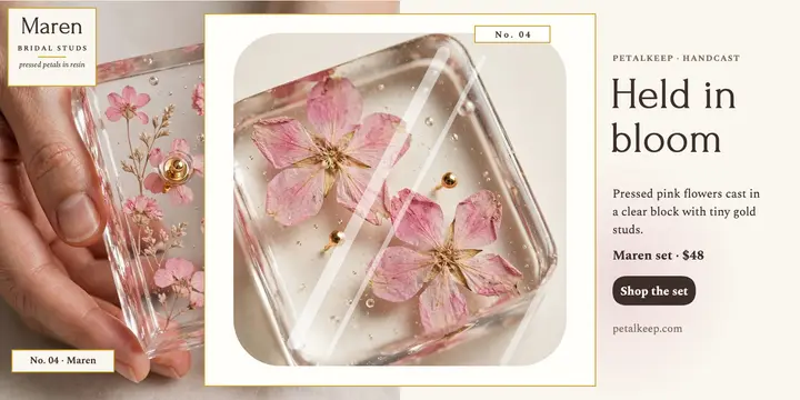 Petalkeep Maren resin flower studs post template