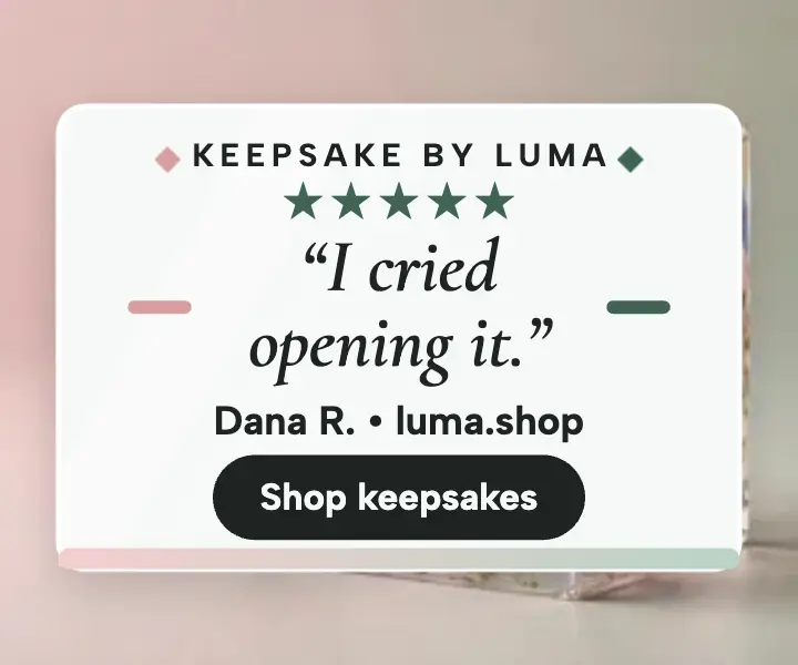 Luma resin flower keepsake review ad: keepsake testimonial ad template