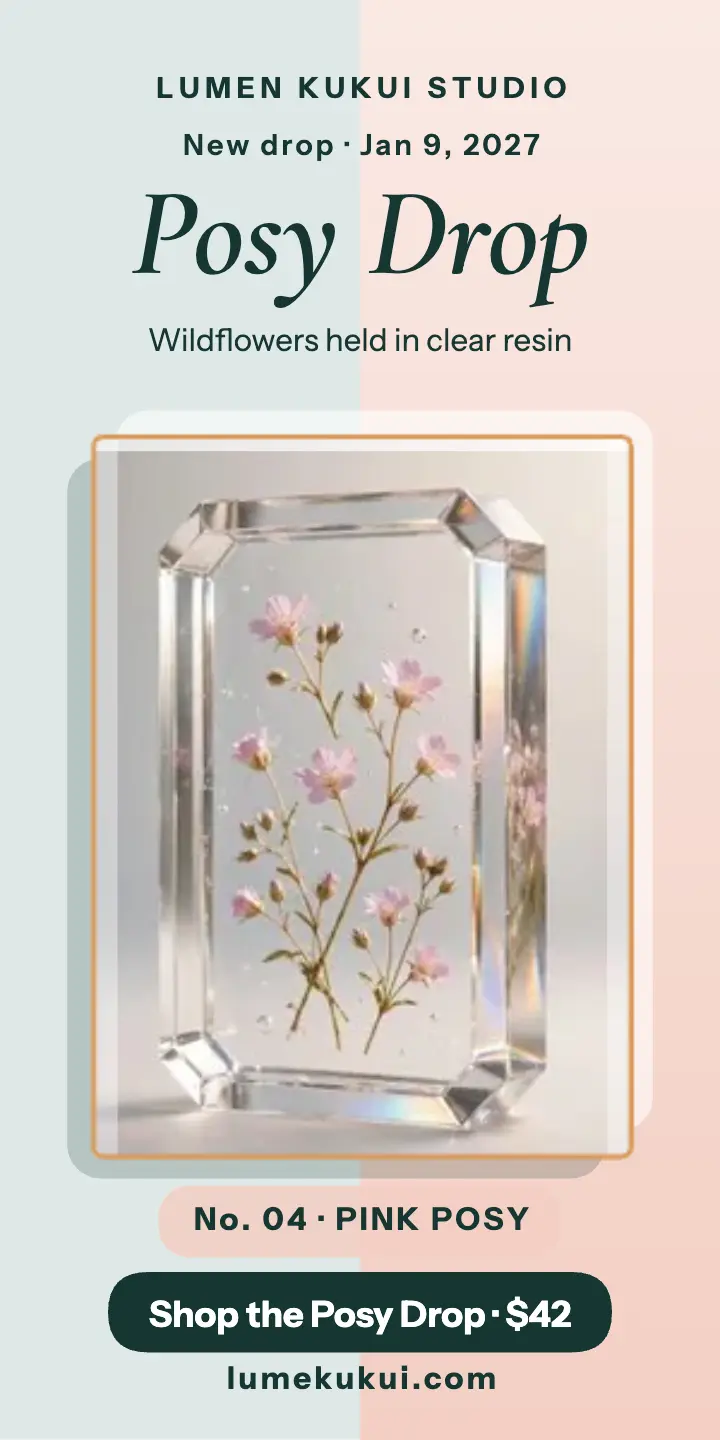 Lumen Kukui posy pendant drop ad template